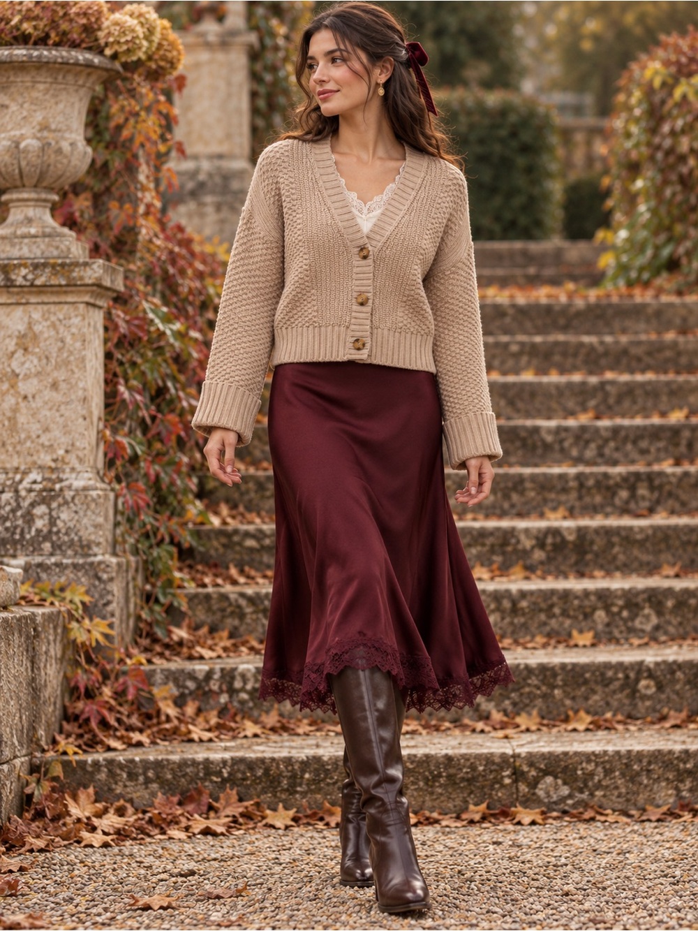 Abercrombie & Fitch Beige Textured Knit Cropped Cardigan XS Coquette Fall Trendy